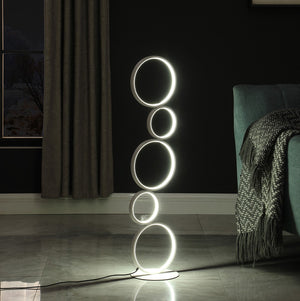 HomeRoots 39" White Metal Geometric LED Table Lamp - Modern Art Décor, Adjustable Brightness & Energy-Efficient Lighting 482678