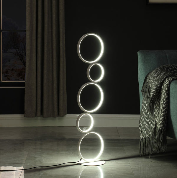 HomeRoots 39" White Metal Geometric LED Table Lamp - Modern Art Décor, Adjustable Brightness & Energy-Efficient Lighting 482678