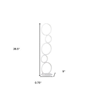 HomeRoots 39" White Metal Geometric LED Table Lamp - Modern Art Décor, Adjustable Brightness & Energy-Efficient Lighting 482678