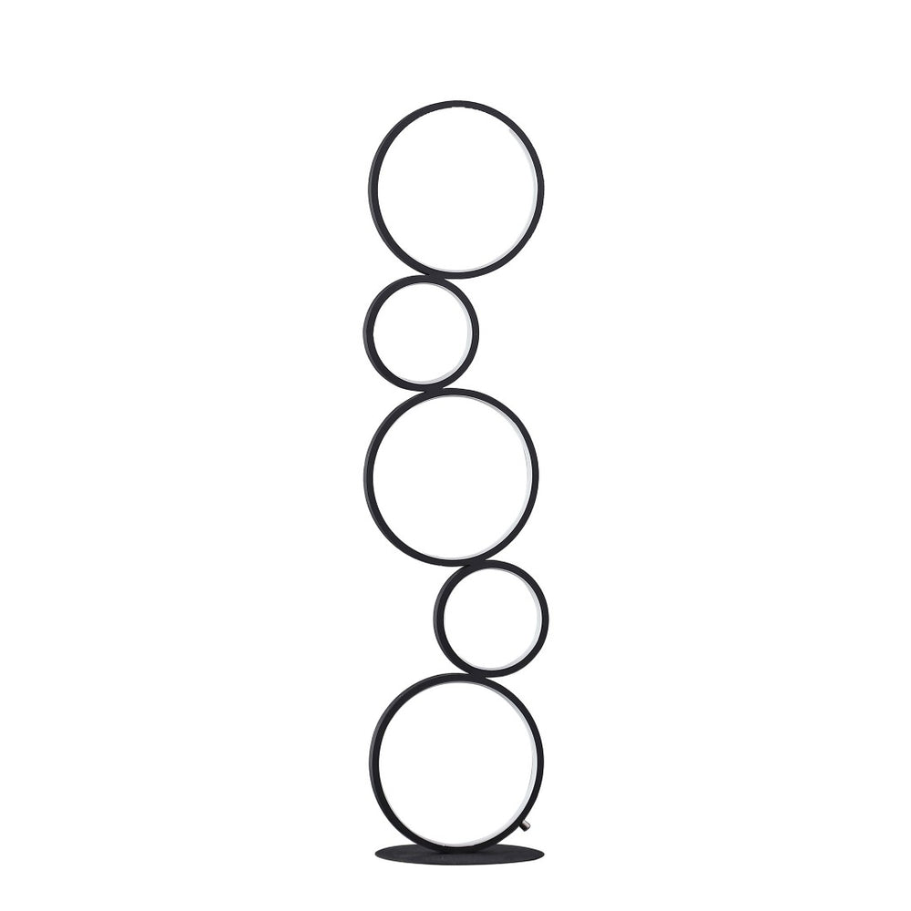 HomeRoots 39" Abstract Five Circle Geometric Sculpture LED Table Lamp for Modern Home Décor and Illumination Matte Black 482679