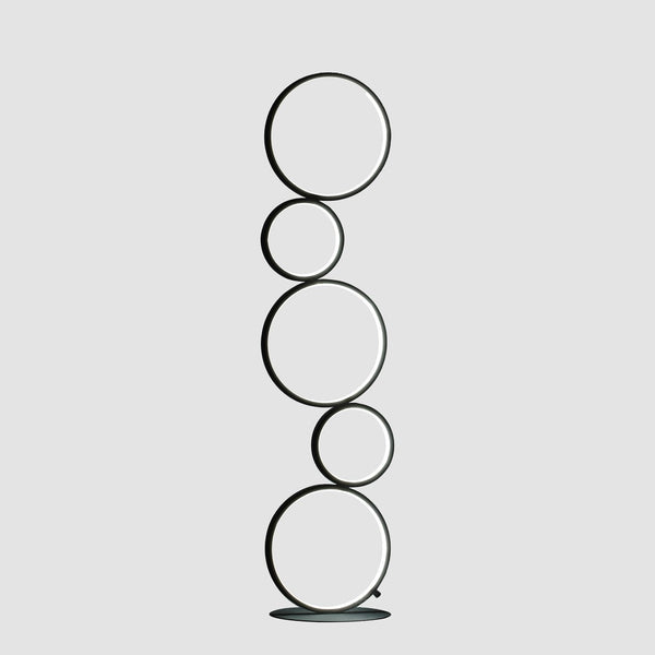 HomeRoots 39" Abstract Five Circle Geometric Sculpture LED Table Lamp for Modern Home Décor and Illumination Matte Black 482679
