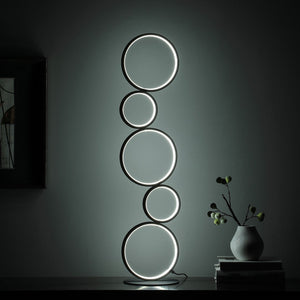 HomeRoots 39" Abstract Five Circle Geometric Sculpture LED Table Lamp for Modern Home Décor and Illumination Matte Black 482679