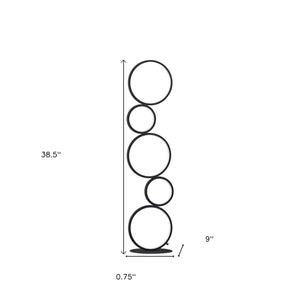 HomeRoots 39" Abstract Five Circle Geometric Sculpture LED Table Lamp for Modern Home Décor and Illumination Matte Black 482679