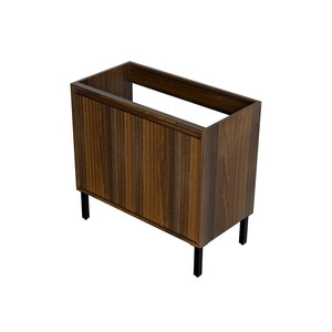 English Elm 36 Inch Floating Bathroom Vanity Fluted Wood Grain Panel with Ceramic Integrated Sink W3520S00043