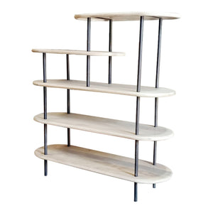 HomeRoots 58" Modern White and Gray Iron Five-Tier Bookcase - Stylish Storage for Home and Office Décor 482680