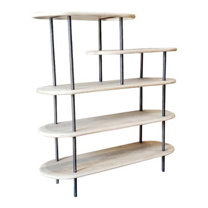 HomeRoots 58" Modern White and Gray Iron Five-Tier Bookcase - Stylish Storage for Home and Office Décor 482680