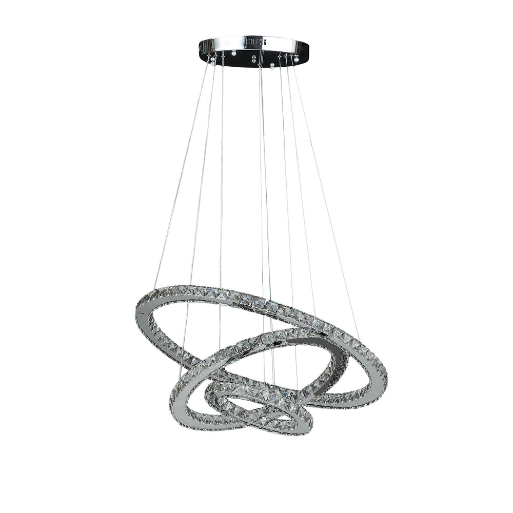 Homeroots Silver Metal And Crystals Led Dimmable Chandelier   482686