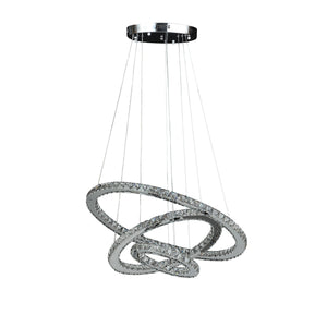 Homeroots Silver Metal And Crystals Led Dimmable Chandelier   482686