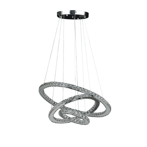 Homeroots Silver Metal And Crystals Led Dimmable Chandelier   482686