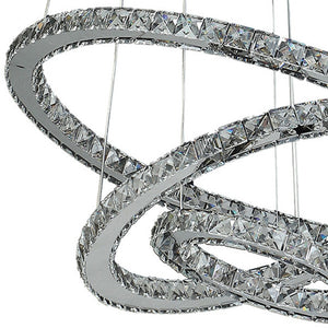 Homeroots Silver Metal And Crystals Led Dimmable Chandelier   482686