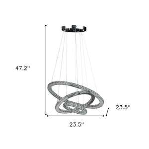 Homeroots Silver Metal And Crystals Led Dimmable Chandelier   482686