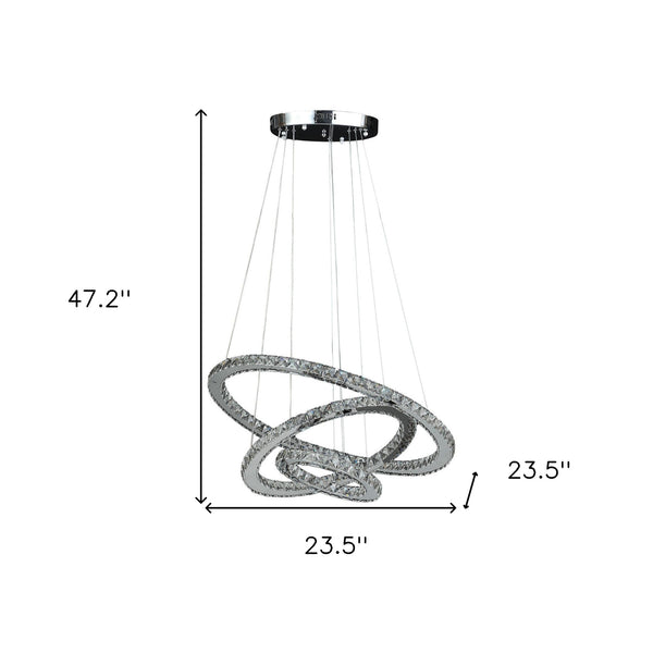 Homeroots Silver Metal And Crystals Led Dimmable Chandelier   482686