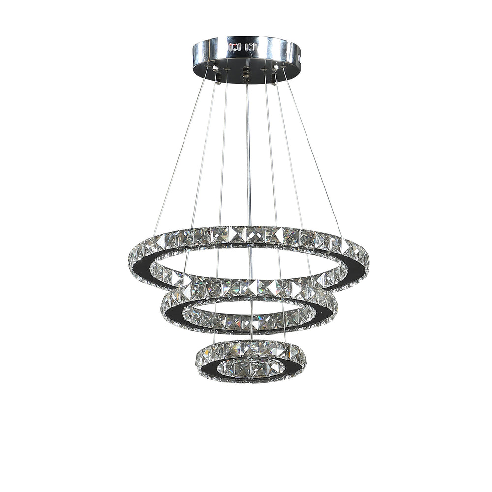 Homeroots Silver Metal And Crystals Led Dimmable Chandelier   482687