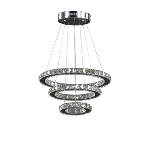 Homeroots Silver Metal And Crystals Led Dimmable Chandelier   482687