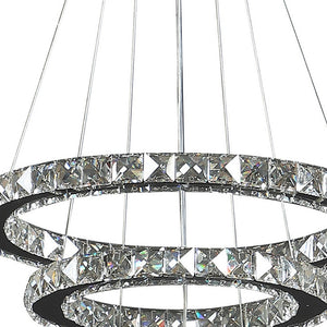 Homeroots Silver Metal And Crystals Led Dimmable Chandelier   482687