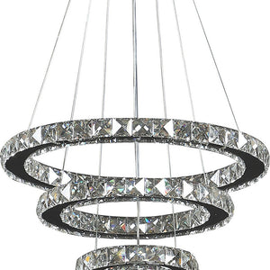 Homeroots Silver Metal And Crystals Led Dimmable Chandelier   482687