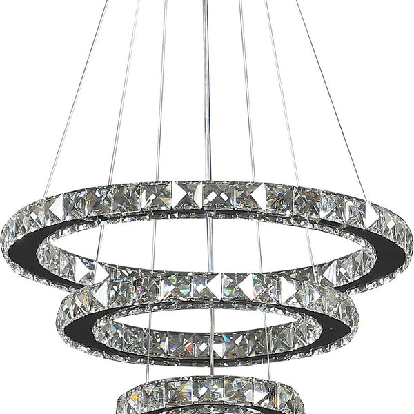 Homeroots Silver Metal And Crystals Led Dimmable Chandelier   482687