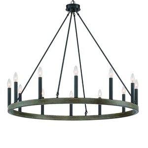HomeRoots Black Dimmable Twelve Light Metal Chandelier for Elegant Dining and Living Spaces 482694