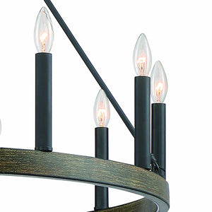 Black Dimmable Twelve Light Metal Chandelier for Elegant Dining and Living Spaces