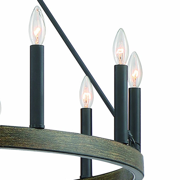 Black Dimmable Twelve Light Metal Chandelier for Elegant Dining and Living Spaces