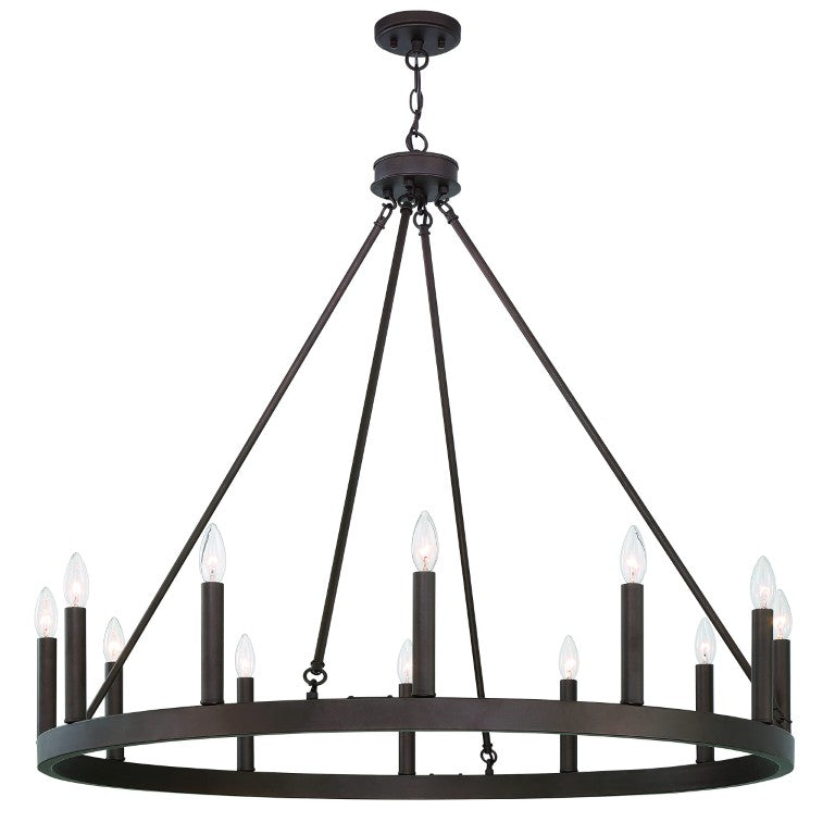 HomeRoots Bronze Twelve Light Dimmable Metal Chandelier for Elegant Dining and Foyer Spaces 482695