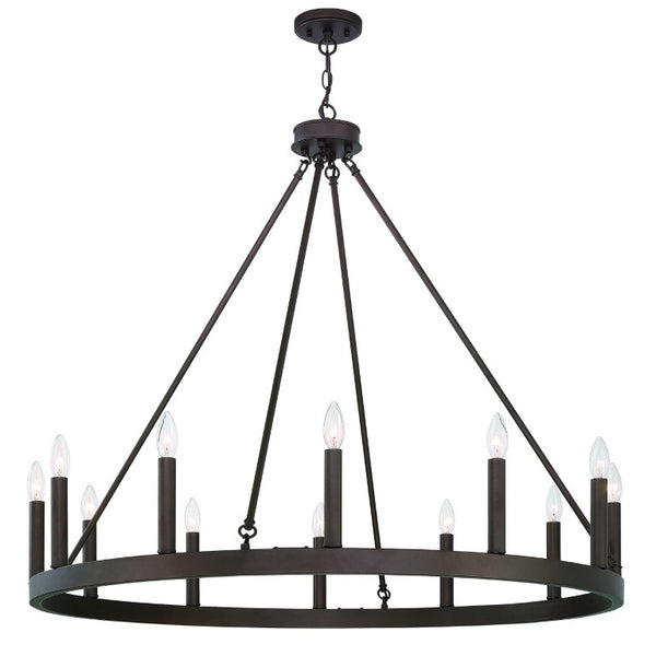 HomeRoots Bronze Twelve Light Dimmable Metal Chandelier for Elegant Dining and Foyer Spaces 482695