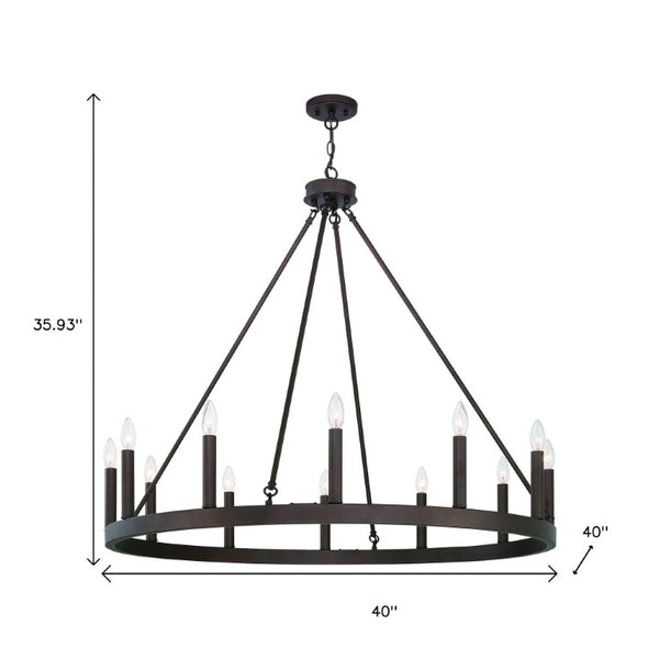Bronze Twelve Light Dimmable Metal Chandelier for Elegant Dining and Foyer Spaces