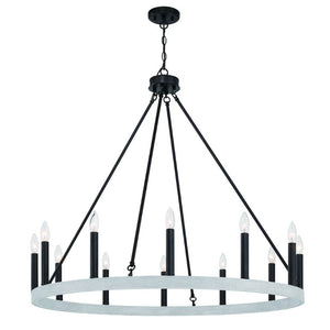 HomeRoots Black Metal Twelve Light Dimmable Chandelier for Elegant Dining and Living Rooms 482696