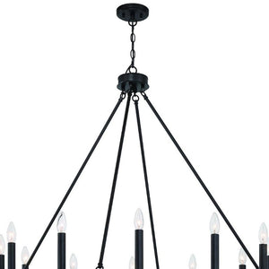 Black Metal Twelve Light Dimmable Chandelier for Elegant Dining and Living Rooms