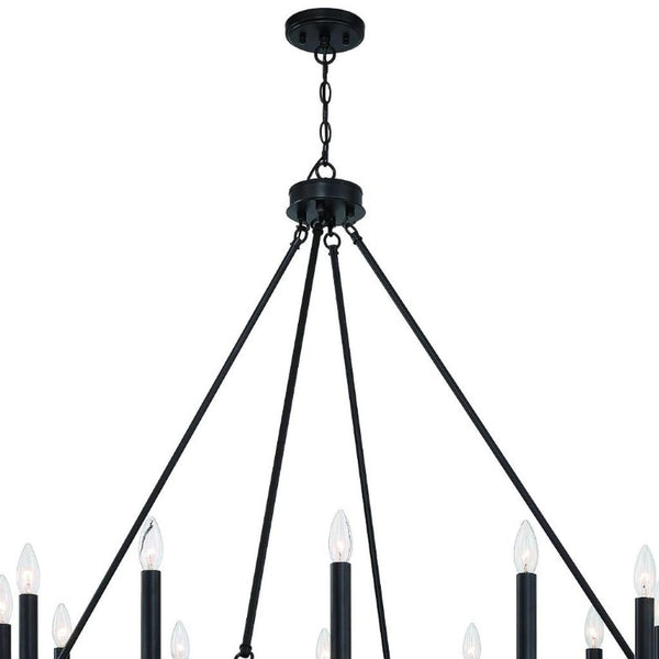 Black Metal Twelve Light Dimmable Chandelier for Elegant Dining and Living Rooms