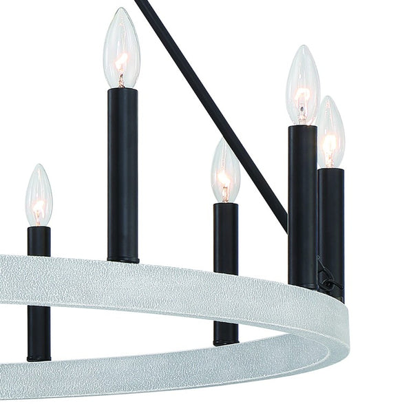 Black Metal Twelve Light Dimmable Chandelier for Elegant Dining and Living Rooms