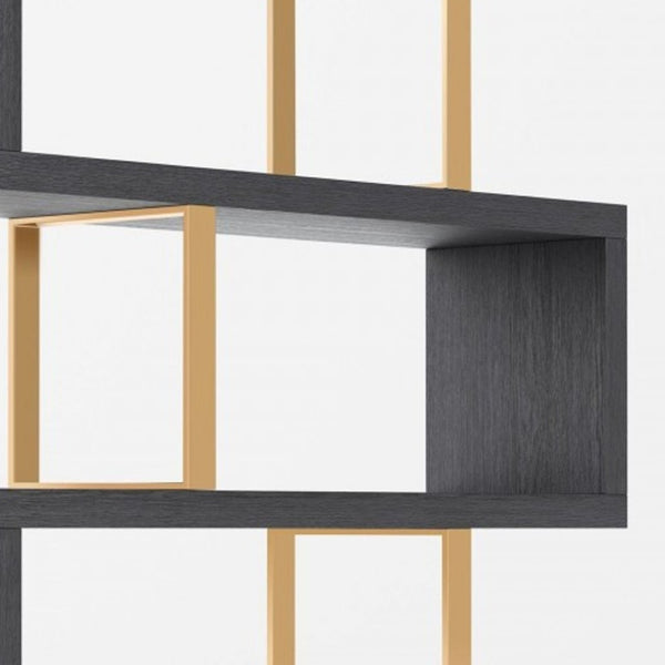 HomeRoots Gold Four-Tier Bookcase with Zig-Zag Design - Modern Gray & Gold Shelving for Stylish Storage Solutions 482698