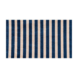 Homeroots 2' X 4' Navy And Sand Striped Tufted Washable Non Skid Area Rug  Nylon 482705