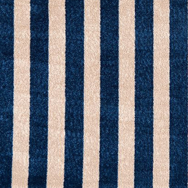 Homeroots 2' X 4' Navy And Sand Striped Tufted Washable Non Skid Area Rug  Nylon 482705