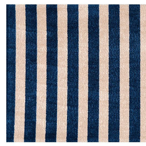 Homeroots 2' X 4' Navy And Sand Striped Tufted Washable Non Skid Area Rug  Nylon 482705
