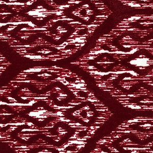 Homeroots 2' X 4' Red And White Ikat Tufted Washable Non Skid Area Rug  Nylon 482717