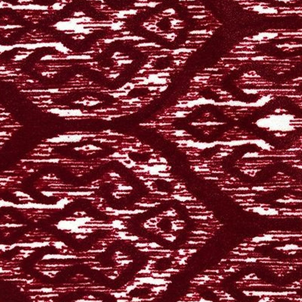 Homeroots 2' X 4' Red And White Ikat Tufted Washable Non Skid Area Rug  Nylon 482717