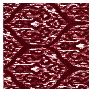 Homeroots 2' X 4' Red And White Ikat Tufted Washable Non Skid Area Rug  Nylon 482717