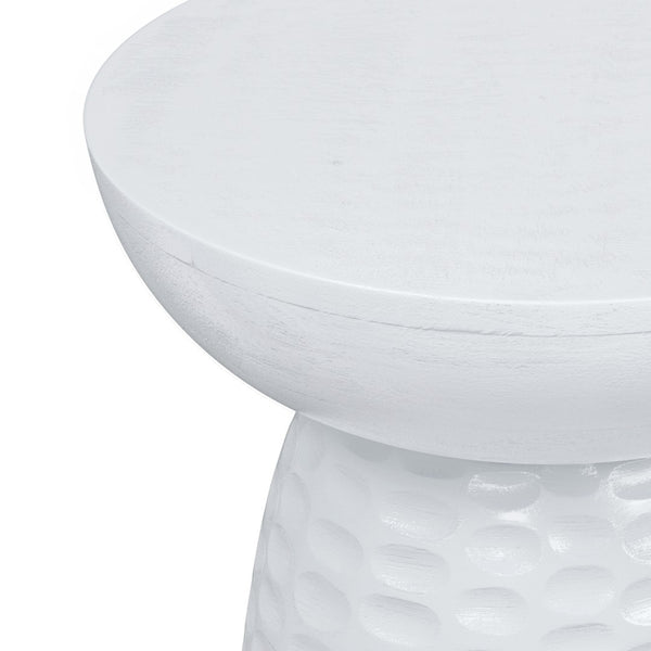 English Elm Boyd Solid Mango Wood Accent Table Hand Carved Artisan Piece for Modern Living White B136P414664