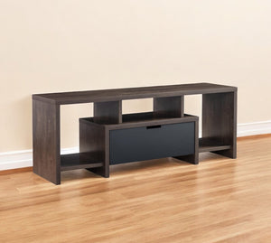 Homeroots 60" Black And White Enclosed And Open Storage Tv Stand  Manufactured Wood 482782