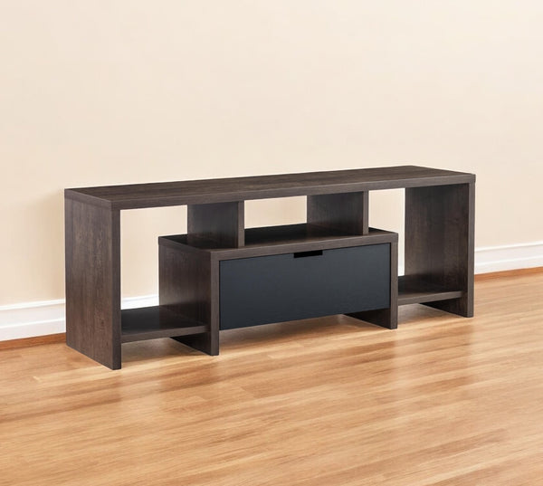 Homeroots 60" Black And White Enclosed And Open Storage Tv Stand  Manufactured Wood 482782