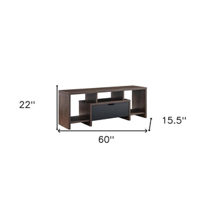 Homeroots 60" Black And White Enclosed And Open Storage Tv Stand  Manufactured Wood 482782