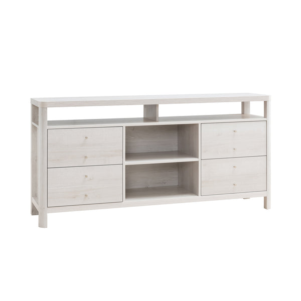 Homeroots 60" White Oak Manufactured Wood Cabinet Enclosed Storage Tv Stand  Manufactured Wood 482788