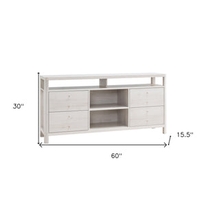 Homeroots 60" White Oak Manufactured Wood Cabinet Enclosed Storage Tv Stand  Manufactured Wood 482788