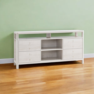 Homeroots 60" White Oak Manufactured Wood Cabinet Enclosed Storage Tv Stand  Manufactured Wood 482788