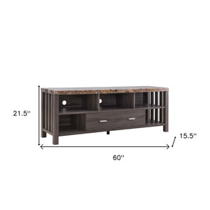 Homeroots 60" Gray Enclosed Storage Tv Stand  Manufactured Wood 482789