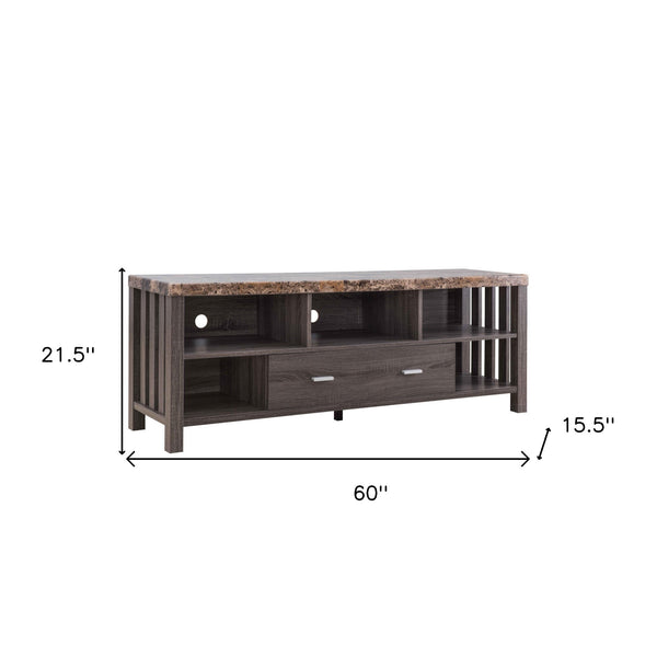 Homeroots 60" Gray Enclosed Storage Tv Stand  Manufactured Wood 482789