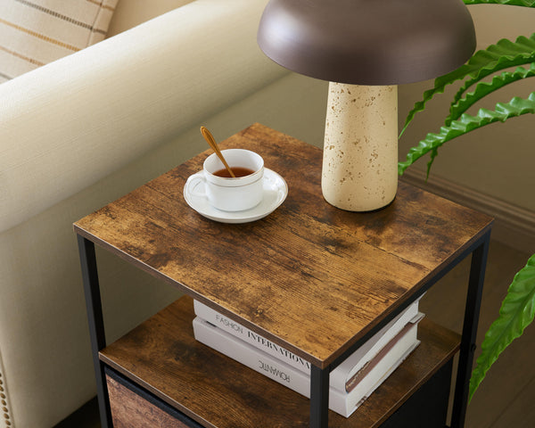 Homeroots 16" Brown Black Rustic Manufactured Wood End Table With Drawers   482797