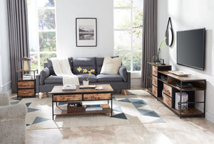 Homeroots 16" Brown Black Rustic Manufactured Wood End Table With Drawers   482797