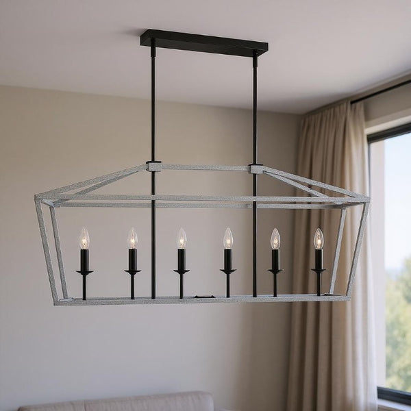 Candle Style Six Light Dimmable Metal Chandelier for Elegant Dining and Living Spaces